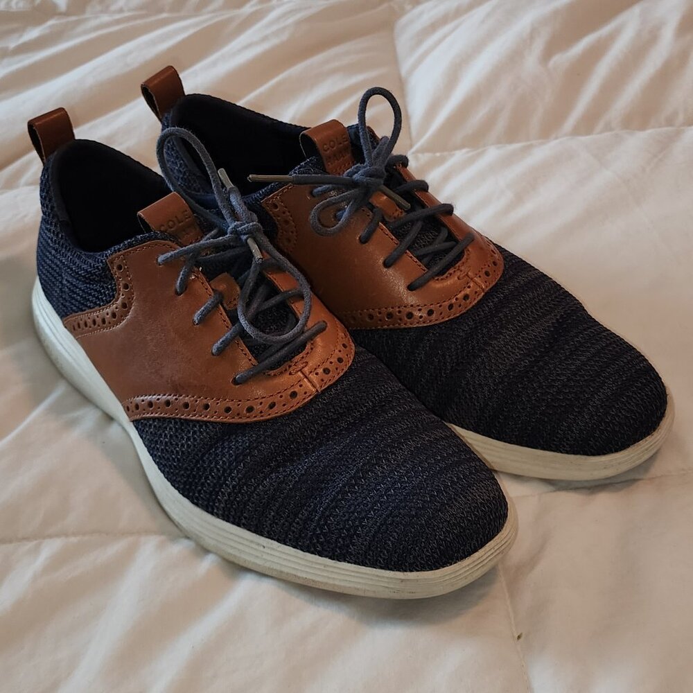 COLE HAAN Grand OS Knit/Leather Saddle Shoe Sz 9.5 Med